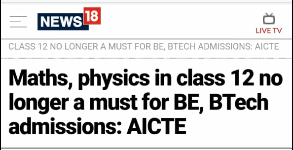 aipceu_kmk's tweet photo. Surgical strike on useless subjects Maths &amp; Physics. This attack the #AICTE had won like crazy! https://t.co/MhcLKrHSNg