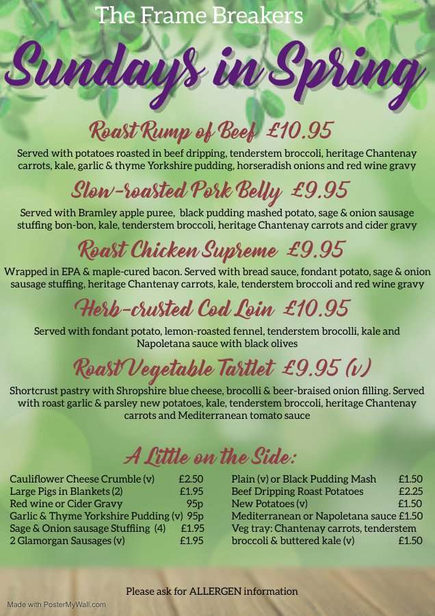 Sunday Lunch for Mother's Day this weekend - we got you covered.
Pre-order via the Nottingham Brewery APP or the online webshop thenottinghambrewery.loke.app or the traditional telephone 01158590060 
Collection 12-6pm 
limited number of delivery slots
#Ruddington