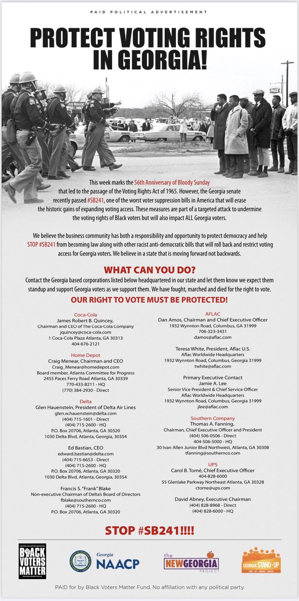 MsLaToshaBrown's tweet photo. "We won't patronize these companies and corporations who don't show up for us. When are the businesses going to have enough courage to say we're not going down this road anymore?" - @MsLaToshaBrown, Black Voters Matter Co-Founder https://t.co/h5goxM0fBw
