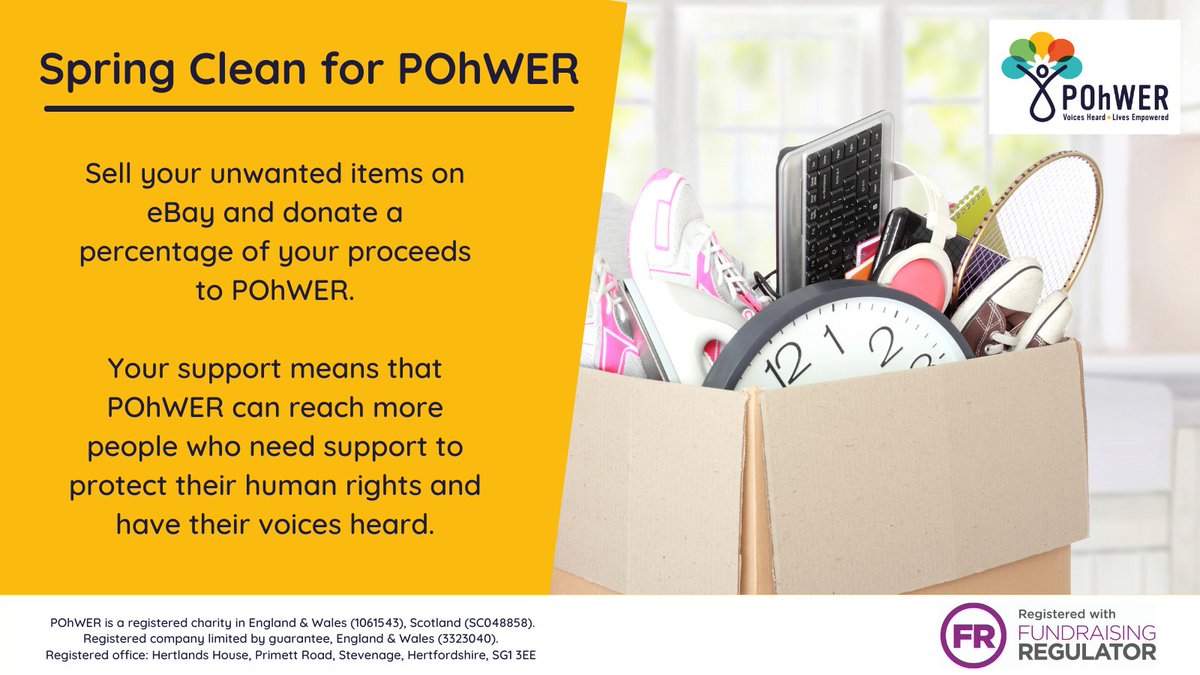 POhWERadvocacy's tweet photo. Are you having a sort out of clothing & other unwanted items? Simply sell your items on eBay & donate all or a % of your proceeds to POhWER. Check out our handy guide to get you started: https://t.co/ZISTgV2ckY
#fundraising #donate #charity #declutter #spingclean https://t.co/GfUcTDtJOW