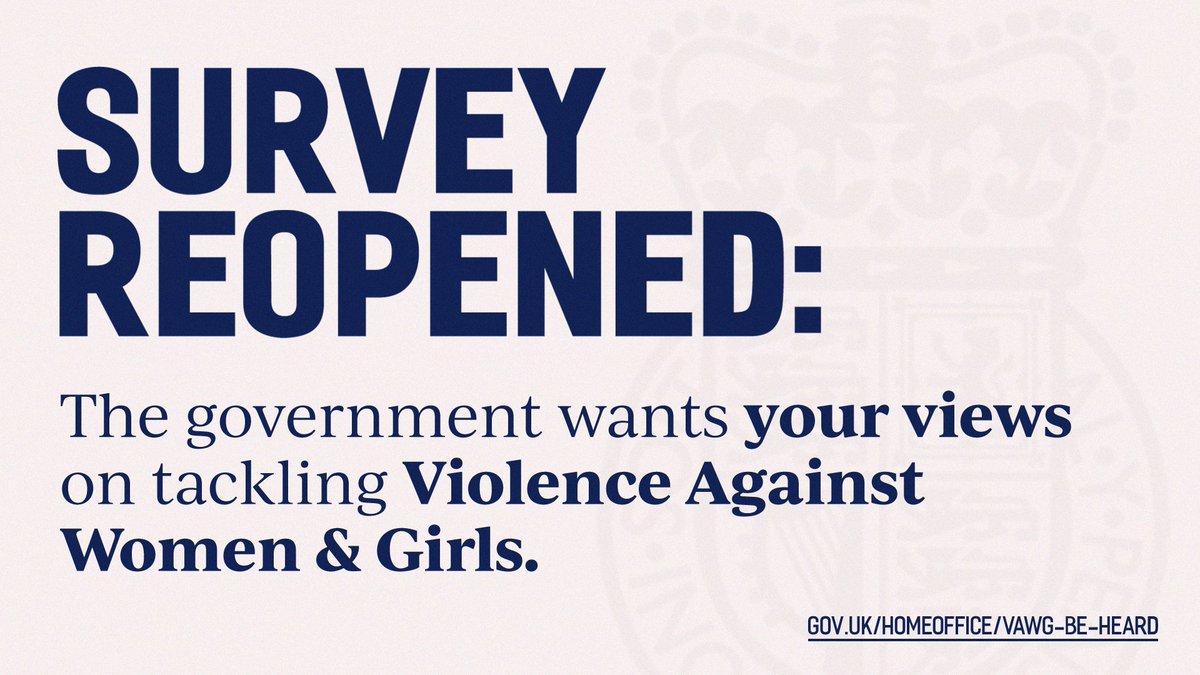The stories you have shared since Sarah's terrible disappearance are so powerful.

That's why today I am reopening the @UKHomeOffice survey on tackling violence against women and girls.

Please take a moment to complete it. The government is listening.

👉🏽 gov.uk/government/con…
