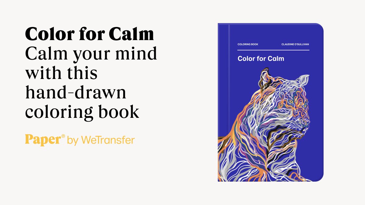 Need a 🧠 break? Calm your mind with this Color for Calm journal by <a href="/claudine_os/">Claudine O'Sullivan</a>, available now in the Paper® store. paper.bywetransfer.com

Use #MadeWithPaper to share your creations. 🧘‍♀️