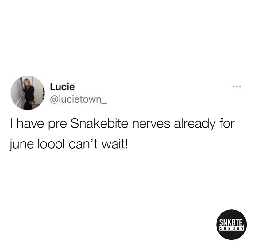 SnakebiteSun's tweet image. We can't wait for June 21st at 00:01 👀

Follow us on Insta 👉 instagram.com/snakebite_sund…