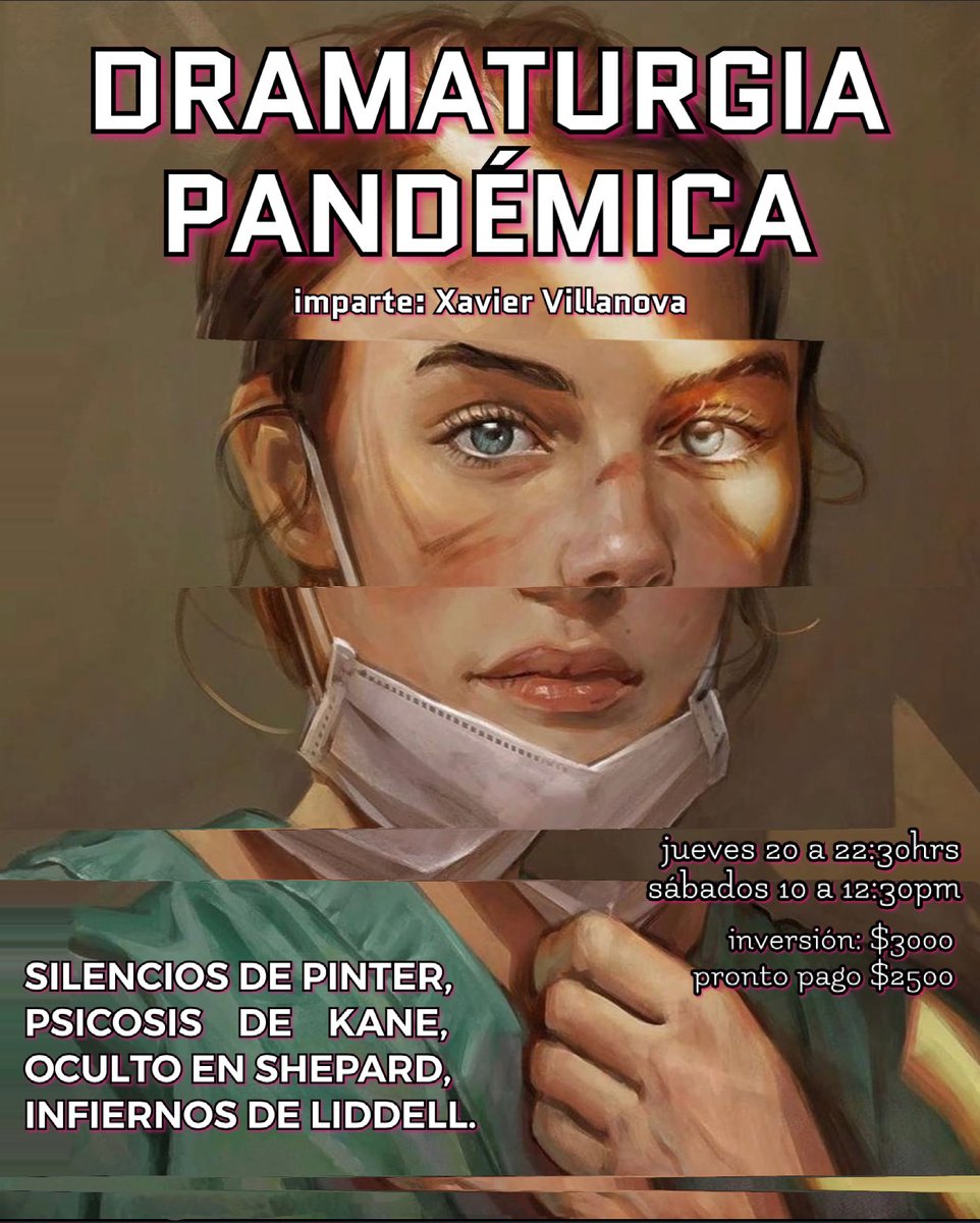 XavierVillanova's tweet photo. Una dramaturgia doliente, temerosa de sí misma, escéptica, palabra afligida y débil, aniquilada por lo real.

Inscríbete. https://t.co/ezEyzuPqdX