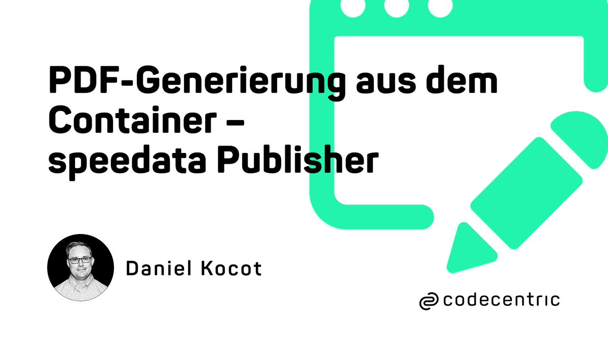 codecentric's tweet photo. Der speedata Publisher ist ein Tool zur Erstellung von PDFs. Es basiert technologisch auf LuaTeX, Lua und Go. Mehr darüber in @dk_1977|s neuem Blogpost: https://t.co/COhQDppBRc
#pdf #speedata https://t.co/IWVrH9vJCw