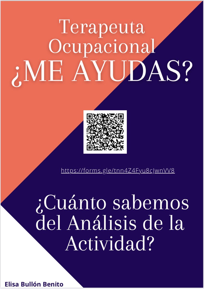 Si eres terapeuta ocupacional o alumno de terapia ocupacional, puedes ayudarnos? Si la completas y difundes te lo agradecemos. Es para una tesis doctoral. Muchas gracias <a href="/CrisSandiaFan/">Cris 💜</a> <a href="/criscilo92/">Cristina C. Loredo</a> <a href="/pedrselo/">Prof PAS López-Terradas</a> <a href="/ConsejoTO/">Consejo Gral de Colegios Terapeutas Ocupacionales</a> @CsarCuesta <a href="/tomgomezm/">Miguel Gómez</a> <a href="/MatesanzBeatriz/">Beatriz Matesanz</a>