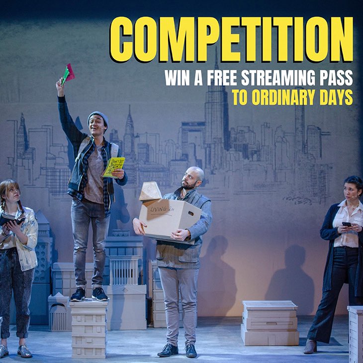 Competition: Win a free streaming pass for Ordinary Days, plus a Theatre Café water bottle
<a href="/OrdinaryDays21/">Ordinary Days The Musical</a> 

bit.ly/3rI8ldt