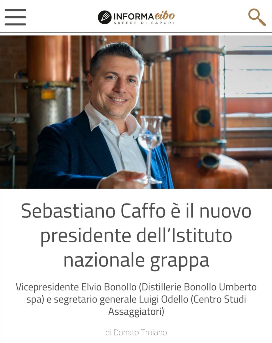 EdTroiano's tweet photo. Sebastiano #Caffo nuovo presidente dell'Istituto nazionale #grappa

Vicepresidente Elvio #Bonollo (Distillerie Bonollo) segretario generale Luigi #Odello (Centro Studi Assaggiatori)
Su @InformaCibo
https://t.co/XoDkflVdbv
@savinovurchio
@sassi_mario
@pino_zuliani @carlo_odello https://t.co/VhAKCZSxrR