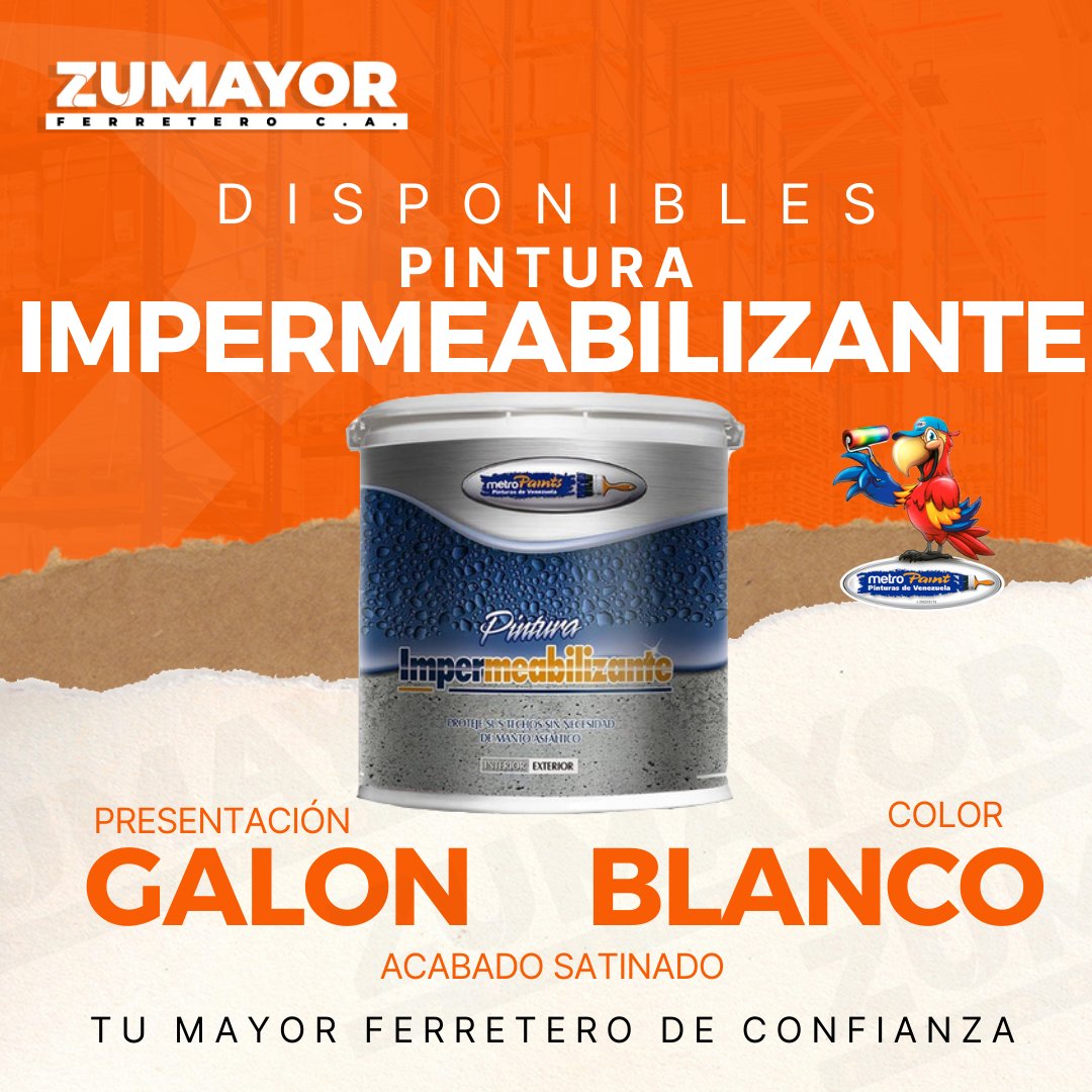 ZUmayorf's tweet photo. Es una pintura antihumedad de altos sólidos, formulada para bloquear filtraciones en muros y paredes de concreto. Puede ser utilizada como primer o pintura final. Ideal para construcciones nuevas y reparaciones.
📲WhatsApp⠀⠀
https://t.co/n475TJg3jq⠀
⠀
#zumayor #metropaint https://t.co/Q72KhVU7zS