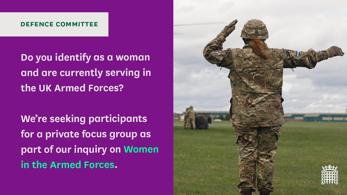 CommonsDefence's tweet photo. 🚨 Further opportunity for female Service personnel to contribute to our Women in the Armed Forces inquiry!

🗣️ We are holding a private focus group with female Service personnel. 

✍️ Register your interest by 21 March here ⤵️ https://t.co/fqW4fZoibS https://t.co/LY6VUQCiJx