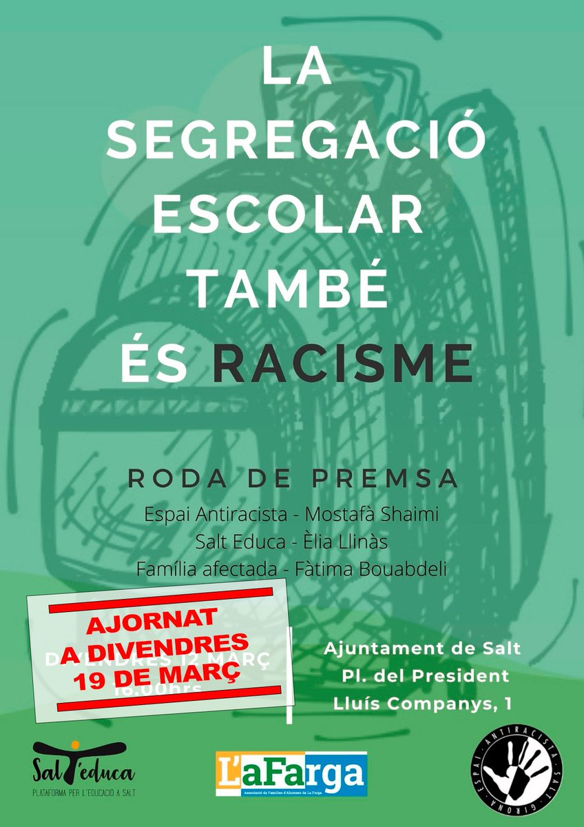 AfaFargaSalt's tweet photo. Degut a la pluja ajornem la roda de premsa prevista per avui a divendres que ve dia 19! https://t.co/zC4JvHH1Jx
