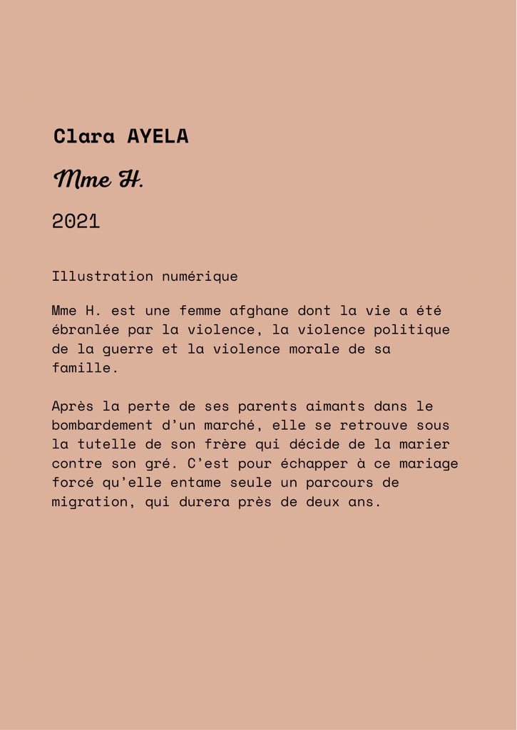 laaatelier's tweet photo. ✨ À l’occasion du #8mars, et dans le cadre de sa collaboration avec @Franceterdasile, découvrez l’illustration de Clara Ayela.

🎨 Mme H est une femme afghane, hébergée au #CADA de Blois, ayant entrepris sa migration seule.

#8Mars2021 #droitsdesfemmes #womenrights https://t.co/AChHVmjDM2