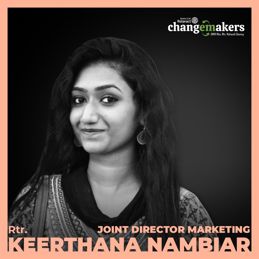 Rotaract_3142's tweet photo. A perfect combination of amicable and articulate nature, a go-getter with incredible passion towards her work
Presenting to you Joint Director Marketing
Rtr. Keerthana Nambiar
@nambiar95
#ChangeMakers #Council2122 https://t.co/6dFuM460wP