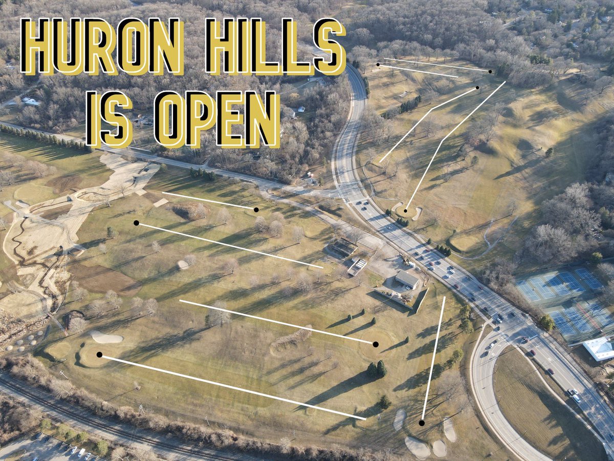 huronhillsgolf's tweet photo. We’re back! We are opening at 11 a.m. today. Due to our creek construction a spring conditions, we will have a modified 9-hole route to play. Call us for details 734.794.6246 @A2Parks #a2golf #huronhills #munigolf #AnnArbor https://t.co/l5QFIjG6wJ