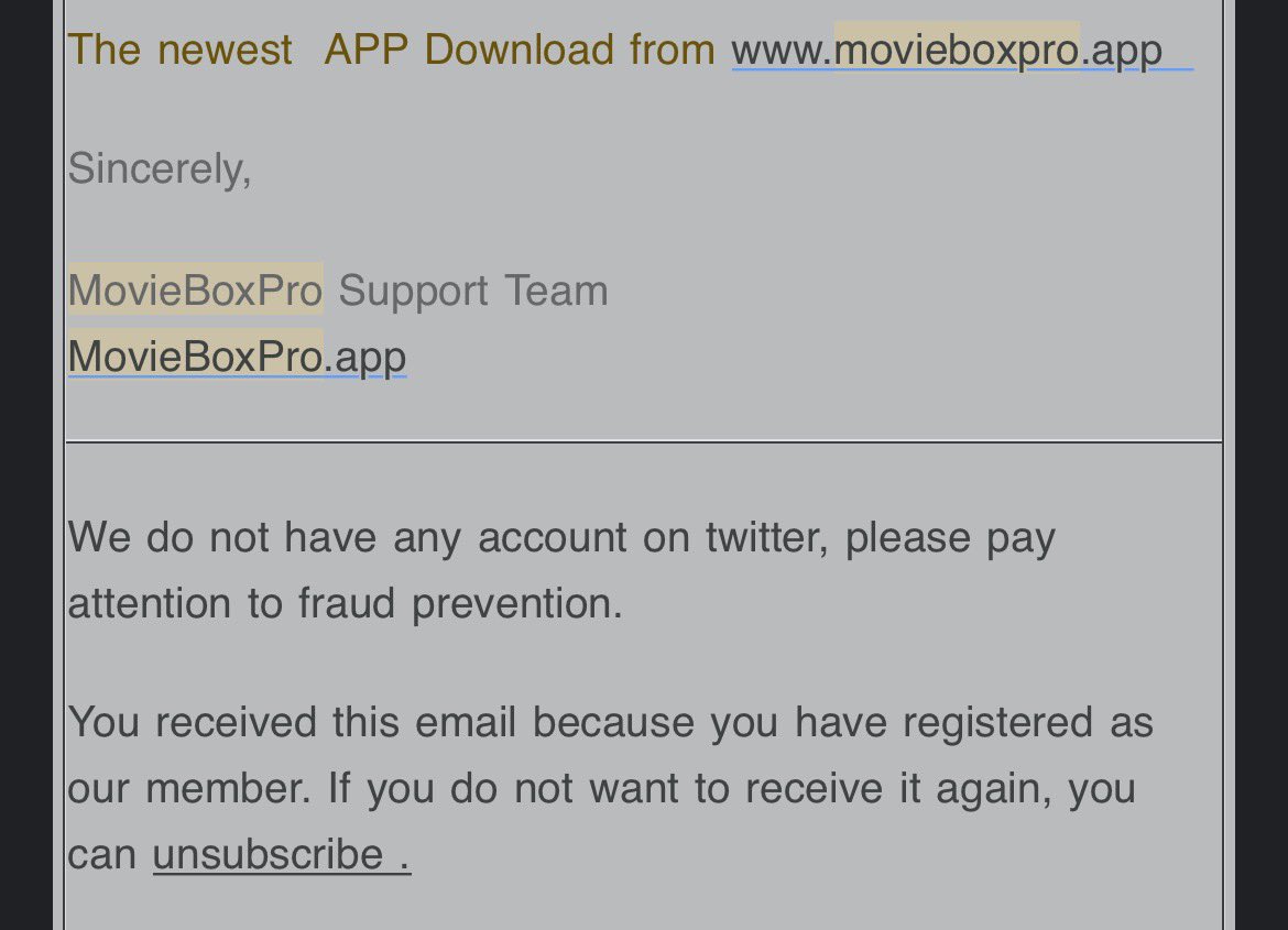 simonamogus's tweet photo. @MovieBoxProApp @MovieboxPro4 See thats kinda funny cause this is what  the bottom of movieboxpro’s emails look like 🥸 https://t.co/tP0ST4kLQO