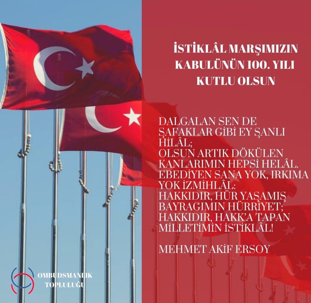 100.yılını kutladığımız milli marşımızın her bir satırının büyük bir anlam ve öneme sahip olduğunu, bağımsızlığımızın sesi olmuş milli marşımızın önemini bugün ve her daim vurguluyoruz.