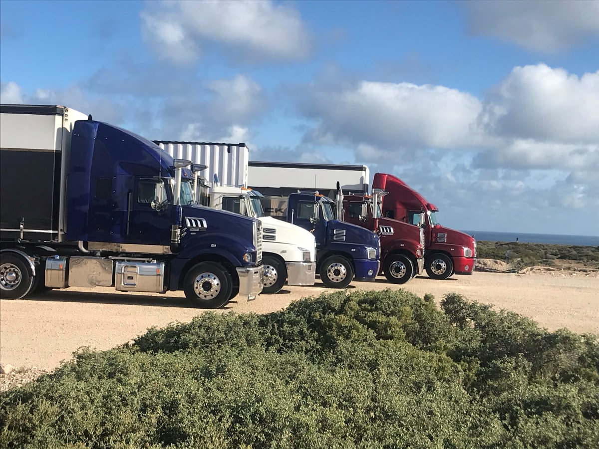 Mack_Trucks's tweet image. Gold Bulldogs on Parade. Stopover to take in the amazing view, on the way to Truck Centre WA #MackEvolutionTour #MackAnthemAustralia