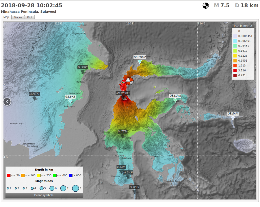 raspishake's tweet photo. Plate rupturing or #landslide? What caused the #tsunami after the M7.5 #earthquake North of #Palu #Indonesia in 2018? Our colleagues at Gempa made a great analysis of the events with the same software used in #RaspberryShake called #SeisComP ➡️ https://t.co/2I0Zz6K25l https://t.co/YM0ijoUA7i