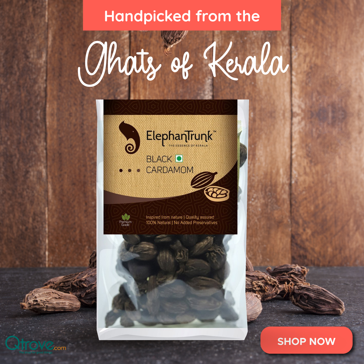 Harvested by hand in God’s own country, this black cardamom is intensely dried using natural methods. It’s a natural mouth freshener and is also used to give many dishes a smoky, pungent flavour. ORDER NOW: bit.ly/3eVm0Ht #GoNatural WeCare #ShopForGoodThings