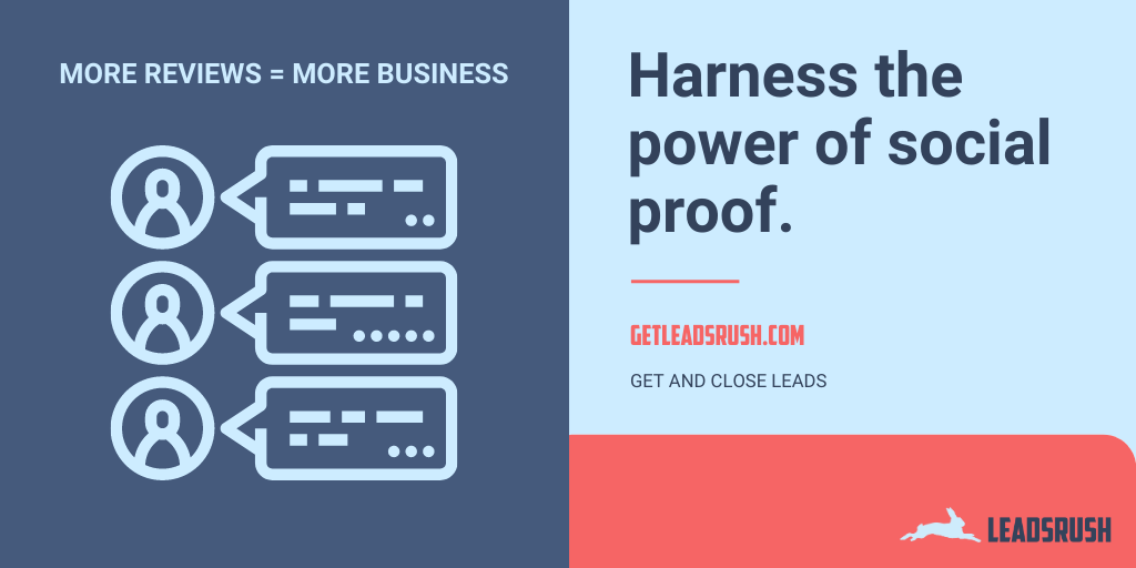 leadsrush's tweet photo. Boost your business w/ social proof.

Give testimonials, endorsements, etc., a prominent role in your marketing strategy. Gain prominence that gets you the clients you want.

Grow your business organically through automated follow-up, referrals, &amp; reviews.

Call LeadsRush today. https://t.co/HOdEbJnGv5
