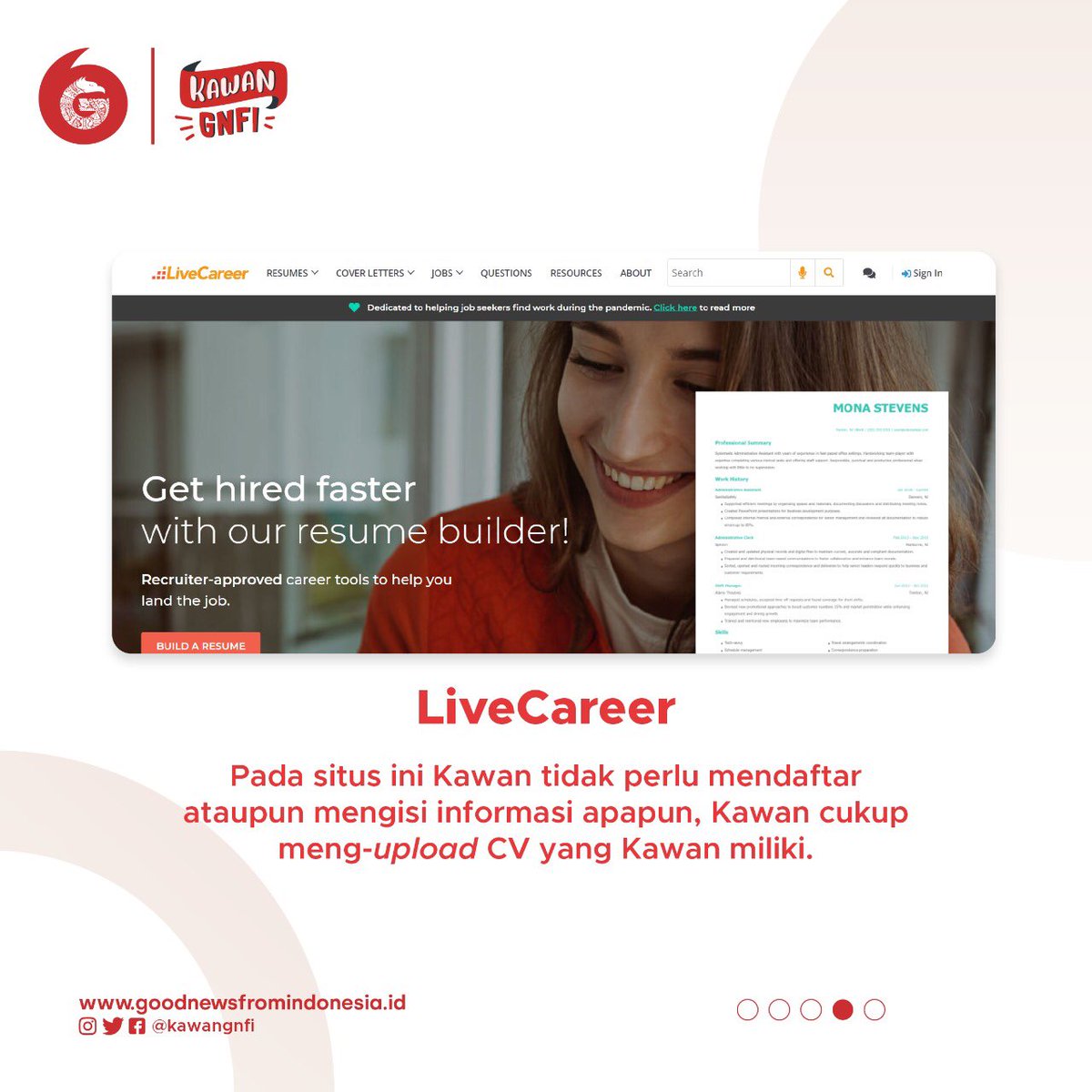 goodsideid's tweet photo. [Rekomendasi Website Untuk Review CV]

#GNFI #KawanGNFI #MakinTahuIndonesia #WebsiteCV #SitusCV #InfoMagang #InfoVolunteer #BuatCV #TipsMembuatCV #BedahCV #DesainCV #ReviewCV #JasaCV #JasaMembuatCV #JasaBuatCV https://t.co/qcG2D7lRbL