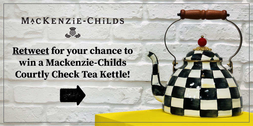 ✨ <a href="/mackenziechilds/">MacKenzie-Childs</a> GIVEAWAY ✨ RT and follow us for a chance to win a 3-Quart Courtly Check tea kettle! Term &amp; Conditions: bddy.me/38x5r3J 🥰