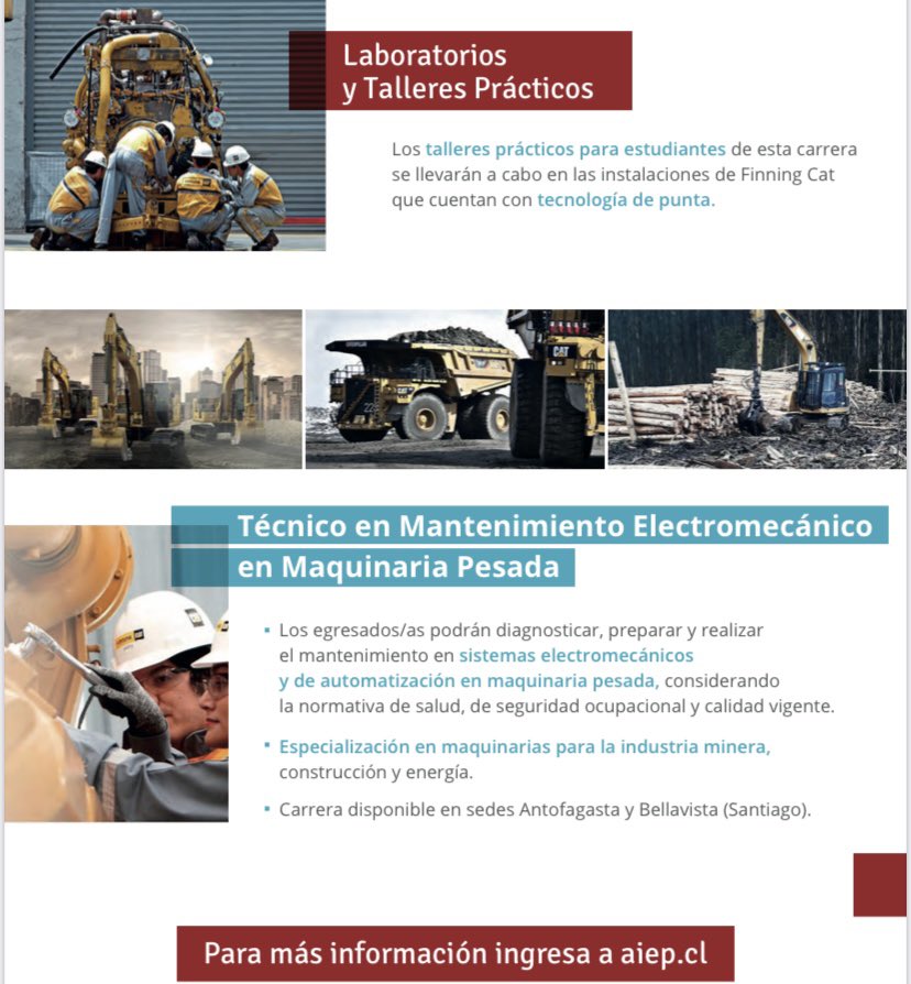 sofofaliceos's tweet photo. #PROYECTOREDES ‼️ATENCIÓN A TODOS LOS EGRESADOS DE LA #EMTP #FINNING está ofreciendo becas del 100% por dos años para estudiar Mantenimiento electromecánico de maquinaria pesada en @AIEP Los cupos son limitados‼️Si alguno de nuestros egresados está interesado, escríbanos! https://t.co/ljmuEWHAX3