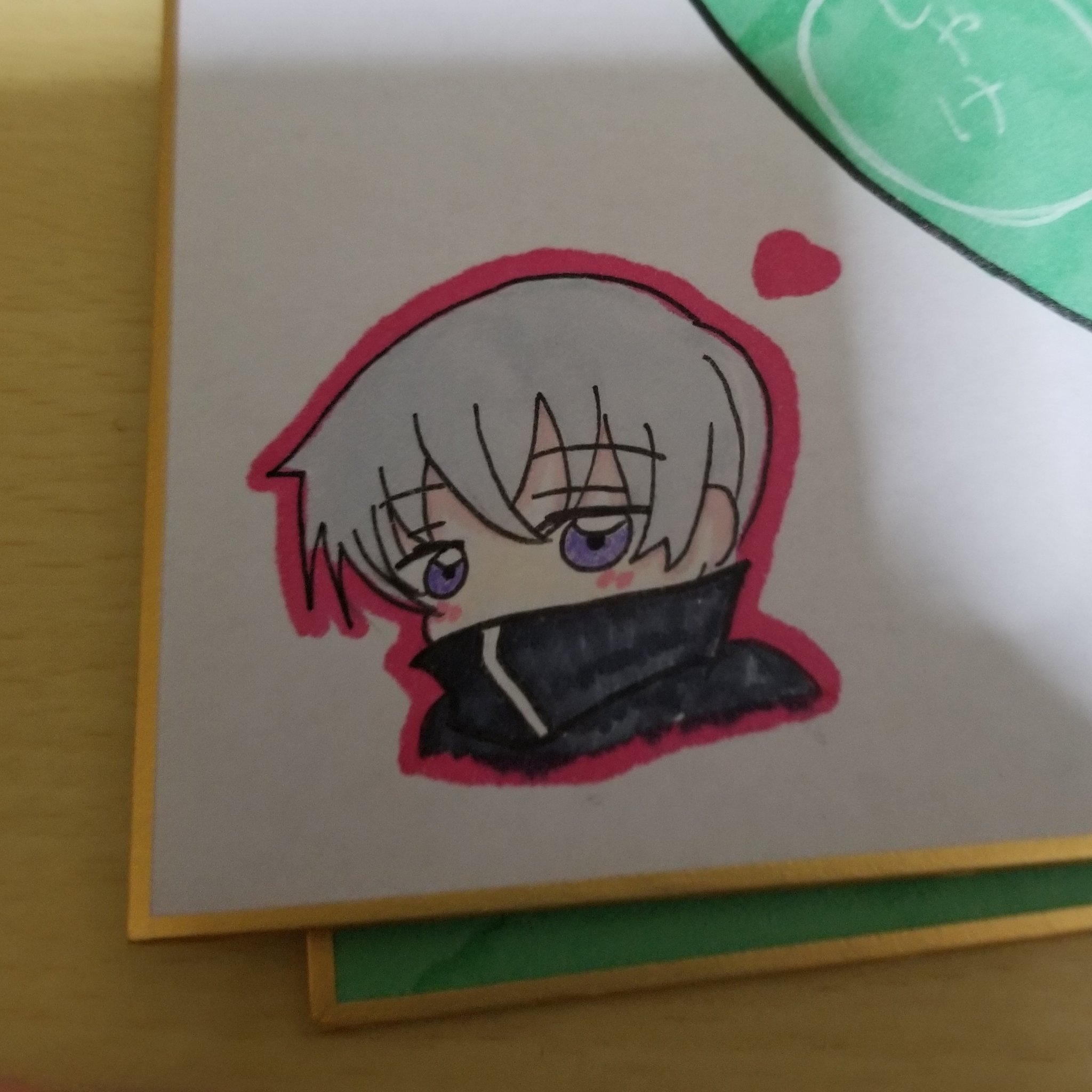 おにぎり宮 狗巻棘くんのちびキャラｖｅｒ 可愛く描けた自信がある 無断転載禁止 イラスト好きな人と繋がりたい イラスト練習 呪術廻戦絵描きさんと繋がりたい 狗巻棘 アナログイラスト ちびキャラ