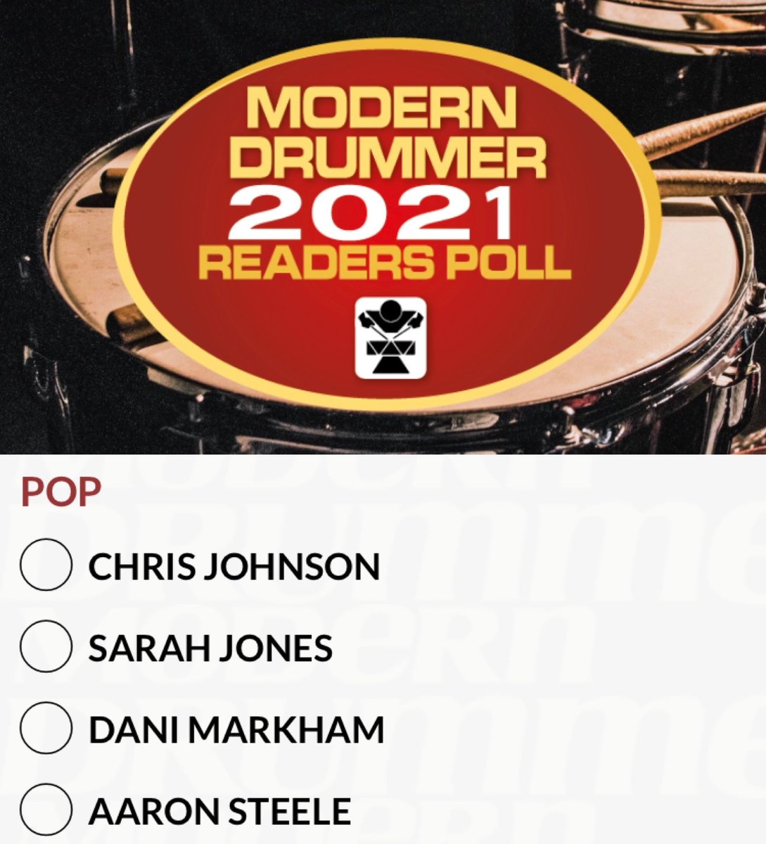 NPA artist <a href="/JohnsonOut/">Chris Johnson</a> has been nominated in the Pop category for <a href="/modern_drummer/">Modern Drummer</a> Magazine's 2021 readers poll. This recognition comes after a great year of success for Chris, including the release of his book 'Pop, R&amp;B, and Gospel Drumming’. Vote now at buff.ly/3lex7j3.