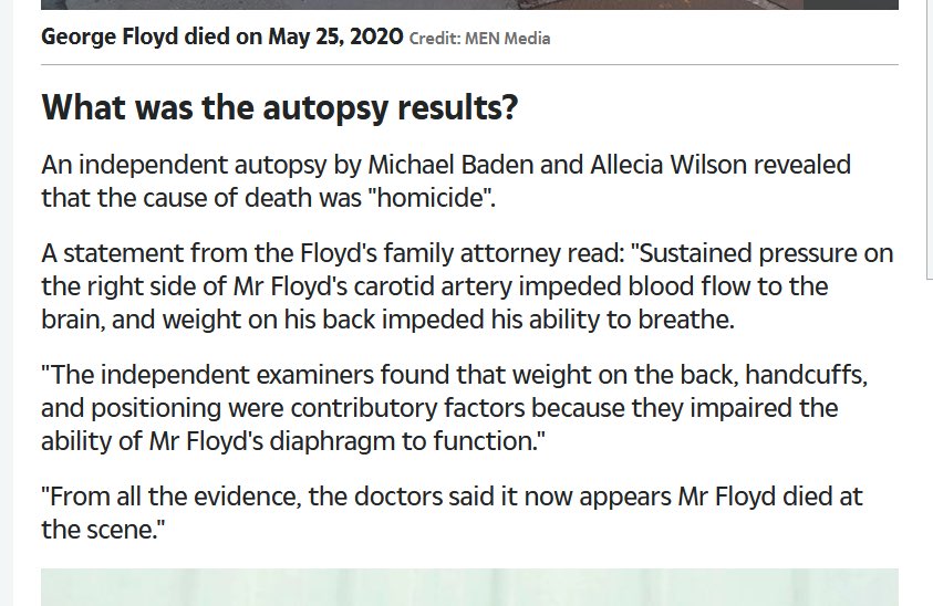 Level to opioids. some will tolerate higher doses than others.. Another autopsy the family got stated it was a homicide. So George was not a “junkie” he didn’t die of a drug OD.. No he died when the officer placed a knee on his neck for over 8 minutes  #JusticeForGeorgeFloyd