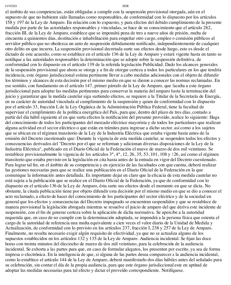 j_olar's tweet photo. ¿Qué opinan del argumento del J. D. en el tema de conceder la suspensión con efectos generales para evitar una desventaja en el sector eléctrico?

Evidentemente no es un parámetro de la Ley de Amparo, pero no dudaría en la posibilidad de su construcción argumentativa. https://t.co/7kwCFnc8aq