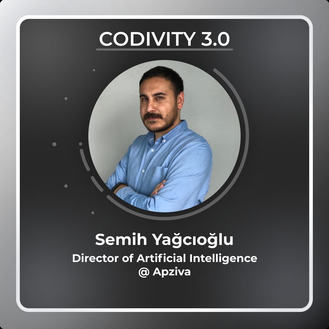 codivitycon's tweet photo. Günümüzün en çok konuşulan konularından Yapay Zeka alanında bilgilenmeye fevam ediyoruz. Apziva 'da Yapay Zeka müdürü Semih Yağcıoğlu bu alanda nasıl tecrübe kazanabileceğimizi CODIVITY 3.0 'da bizlere anlatıyor. 
Katılmak için hala vaktin var!  Ayrıntılar https://t.co/uZnRTmFx6E https://t.co/bc02vhozBZ