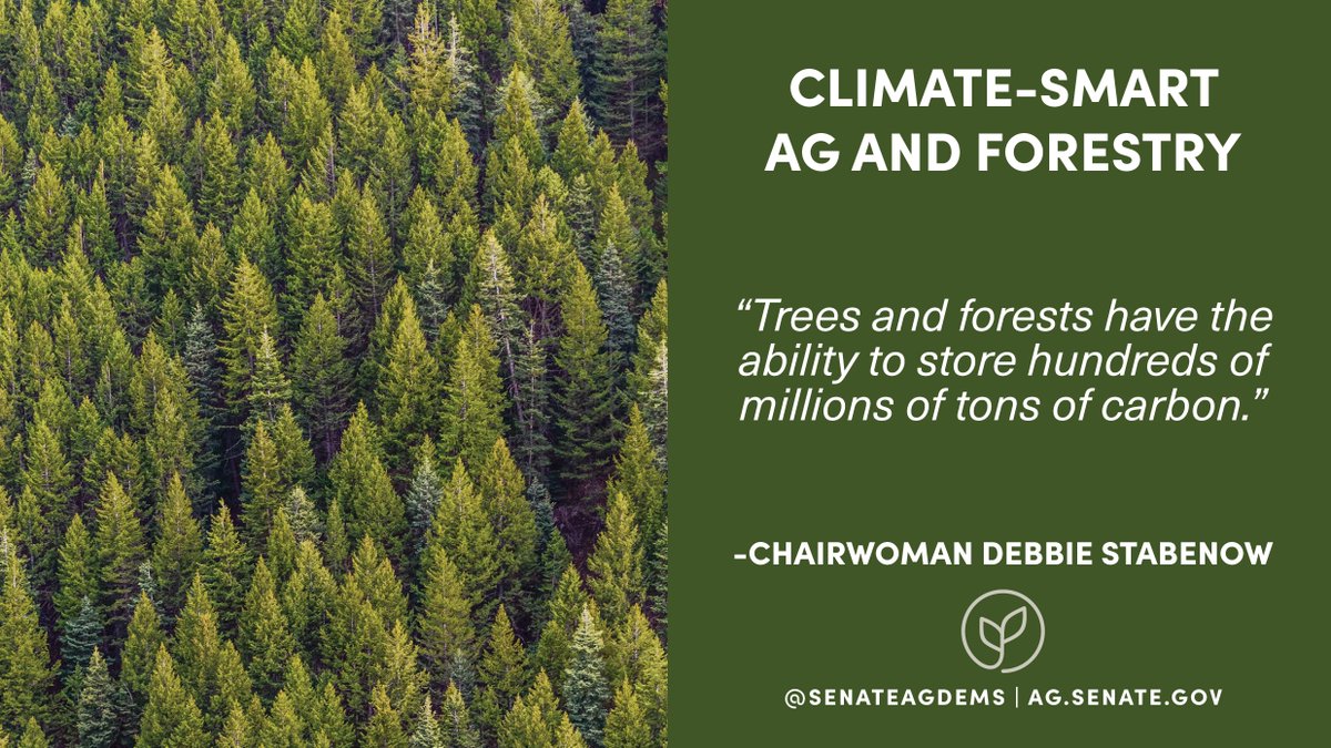 Yesterday, <a href="/SenateAgDems/">Senate Ag, Nutrition, & Forestry Committee Dems</a> &amp; <a href="/SenateAgGOP/">Senate Ag Committee Republicans</a> held a bipartisan hearing on climate change. 

<a href="/SenStabenow/">Sen. Debbie Stabenow</a> is spot on! U.S. forests store an estimated 145,138,000,000 metric tons of CO2e. -About 22 years worth of TOTAL U.S. emissions. #NaturalClimateSolutions #ClimateSmartAg #SenateAg