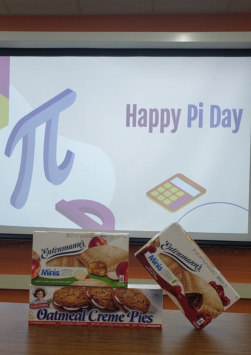 Mrs_VRod's tweet photo. How do we celebrate "almost" Pi Day AND Spring Break @LeanderTigers? With pie of course...pandemic style. Have a great break Tigers! #LMSMath #TheWestDen https://t.co/N9fIkiGHan