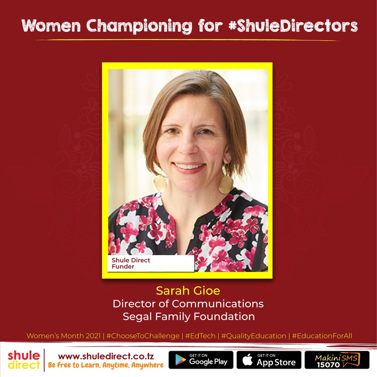 ShuleDirect's tweet photo. 3/3 Women champions for our #ShuleDirectors We see you. We thank you. We celebrate you #WomensMonth #iwd2021♀️ #ChooseToChallenge #EdTech #QualityEducation #EducationForAll #InnovationTz https://t.co/Tc0AutNHyd