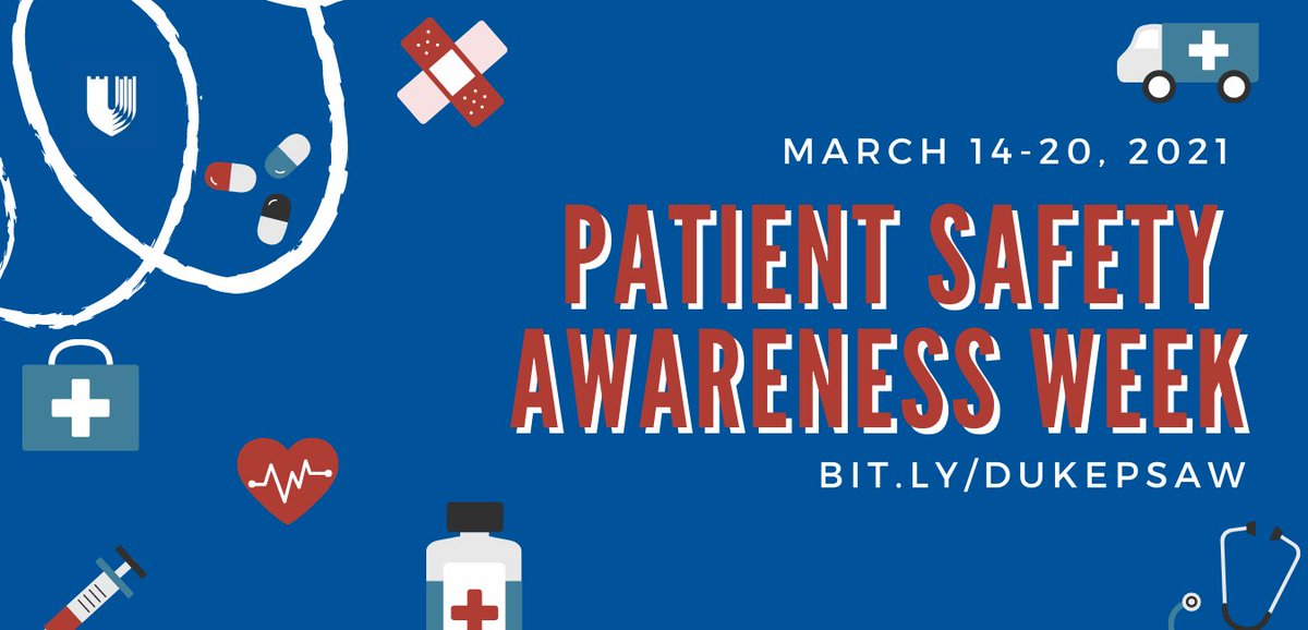 DukeHSQ's tweet photo. We’re taking this week to recognize patient safety! Join us in promoting education and awareness around Patient Safety at @DukeHealth. For resources, zoom backgrounds, and to learn more about this week, visit https://t.co/0ISTE2K8V9 #DukePSAW https://t.co/o7o3A9pWE4