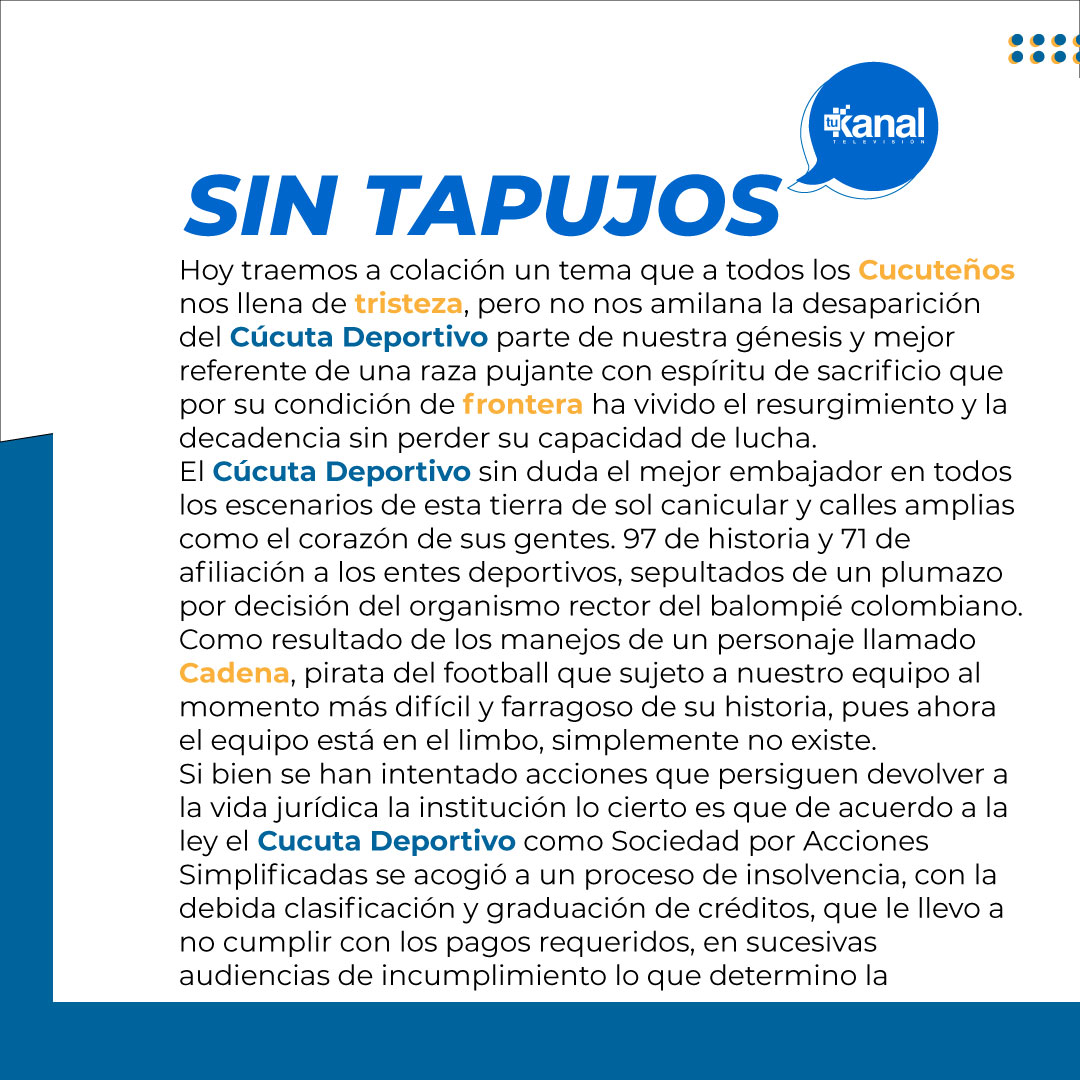 TUKANAL's tweet photo. El Profe Pinto habla #sintapujos.
@JorgeLPintoA
📝 Columna de Carlos Ramírez, periodista
.
.
.
#tukanal #25años #cucutadeportivo #motilon #tv https://t.co/MuLK1DGp3O