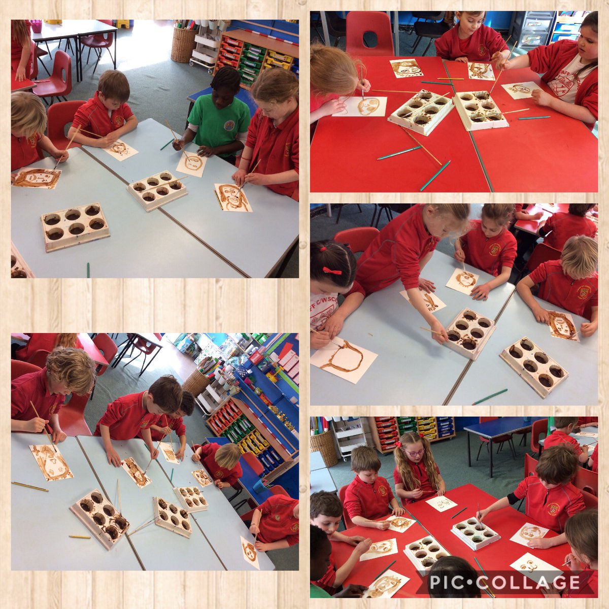 llandaffcity's tweet photo. #2EB have created images of Jesus using chocolate. We discussed how chocolate eggs remind us of new life &amp; how they are relevant to the Easter story. We also looked at work by Welsh artist @nathanwyburnart as inspiration. Our classroom smells delicious! 🍫 https://t.co/95E7f5cLBW