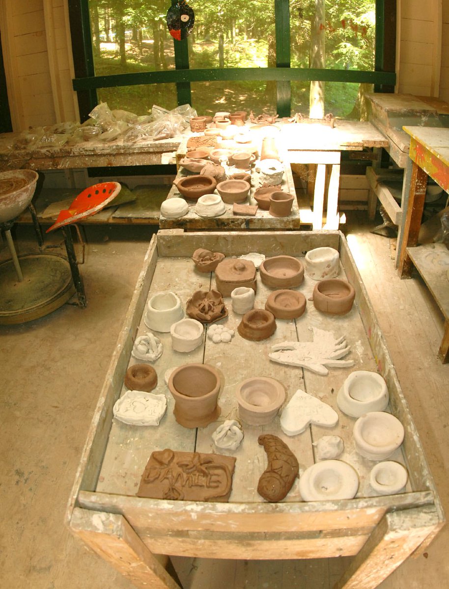 RegisApplejack's tweet photo. The pottery studio is many campers favorite place to create because it's a totally new skill for them to explore. Plus, they can take their creations home as a reminder of summer! https://t.co/PJf8cclkaa