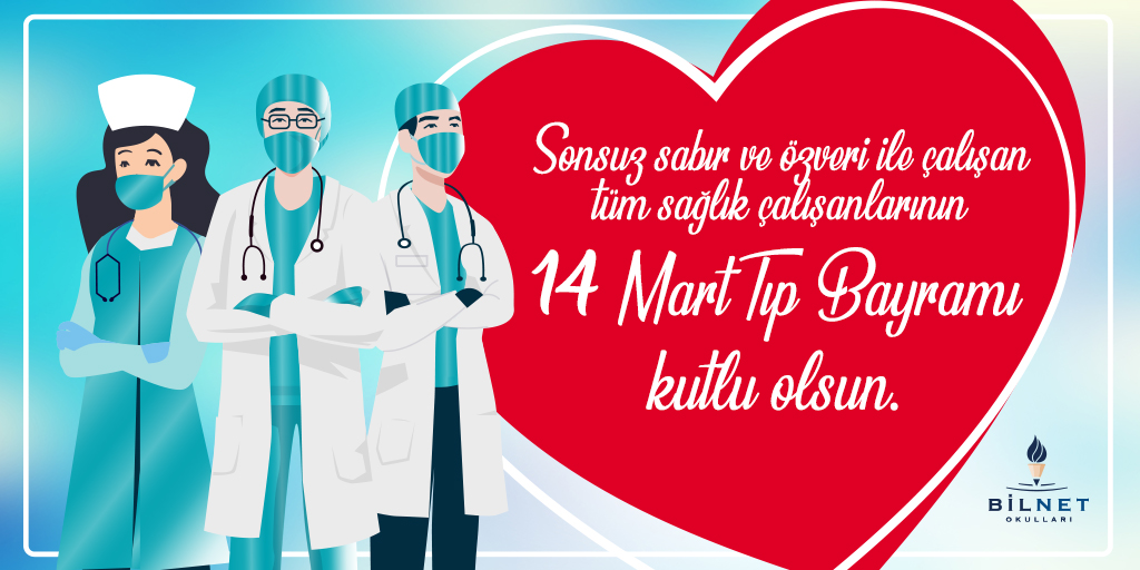 Sonsuz sabır ve özveri ile çalışan tüm sağlık çalışanlarının Tıp Bayramı kutlu olsun. 

#BilnetOkulları #BilnetSchools #TıpBayramı #14Mart