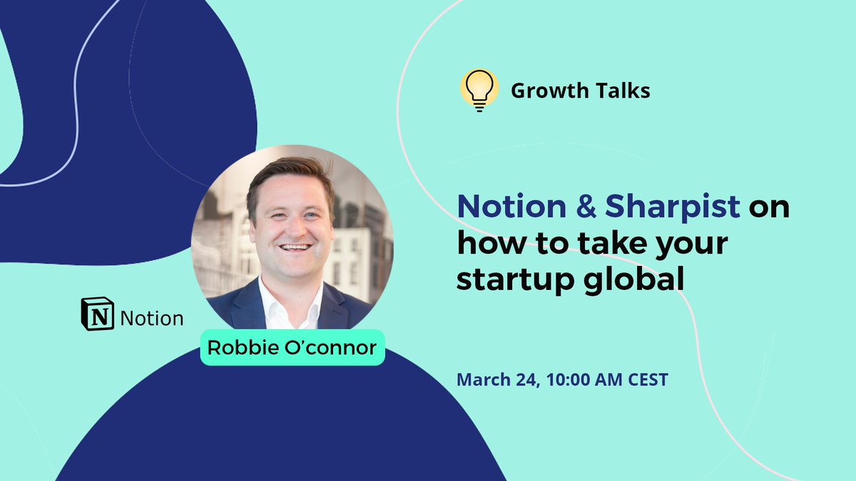 stunandawe's tweet photo. Robbie O'Connor, the EMEA General Manager of @NotionHQ is our first guest speaker on our #GrowthLeapTalks live event on March 24. Tune in and unpack how to plan and execute a solid #internationalgrowth strategy. https://t.co/2Hp8VYm32N
#TechStartupFounders #GrowyourStartup https://t.co/plz8zFOWNV