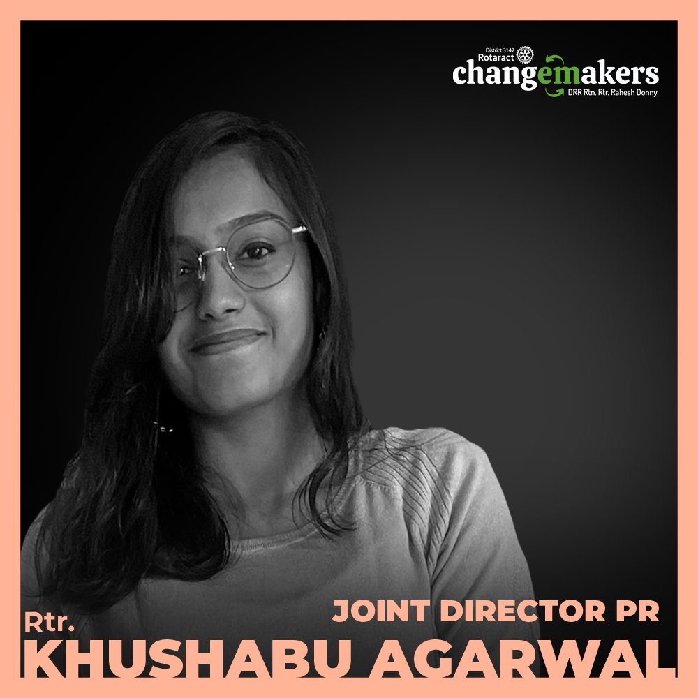 Rotaract_3142's tweet photo. Her passion for her work &amp; her enthusiasm is something that motivates the entire team
Presenting to you Joint Director PR
Rtr. Khushabu Agarwal
@Kagarwal2910
#ChangeMakers #Council2122 https://t.co/pQK7xRajyA