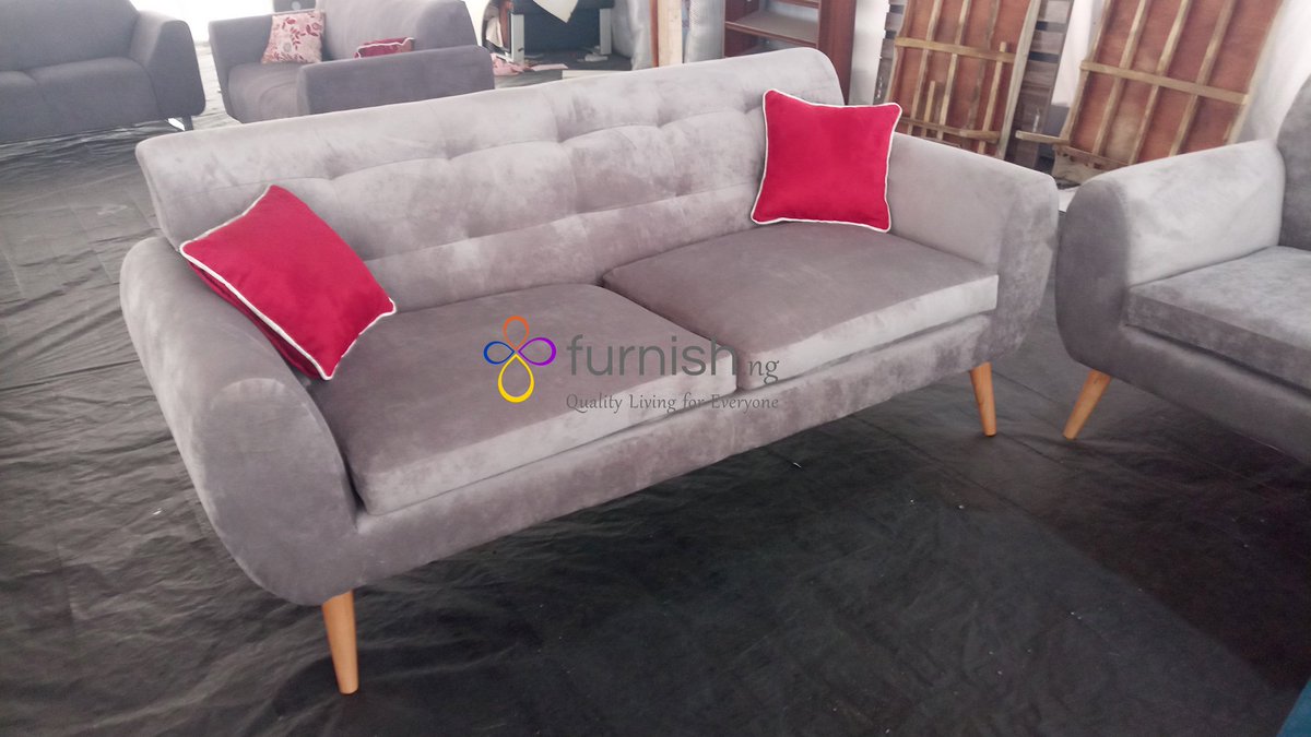 _ndianabasi's tweet photo. Set 4: 7 seater Mid-century sofa in grey and blue colors with hairpin legs, tufted back, sturdy legs, 100% latex foam, fibre fillings for seat and back cushions, treated and solid wood frames. https://t.co/j3aIhT4fCl