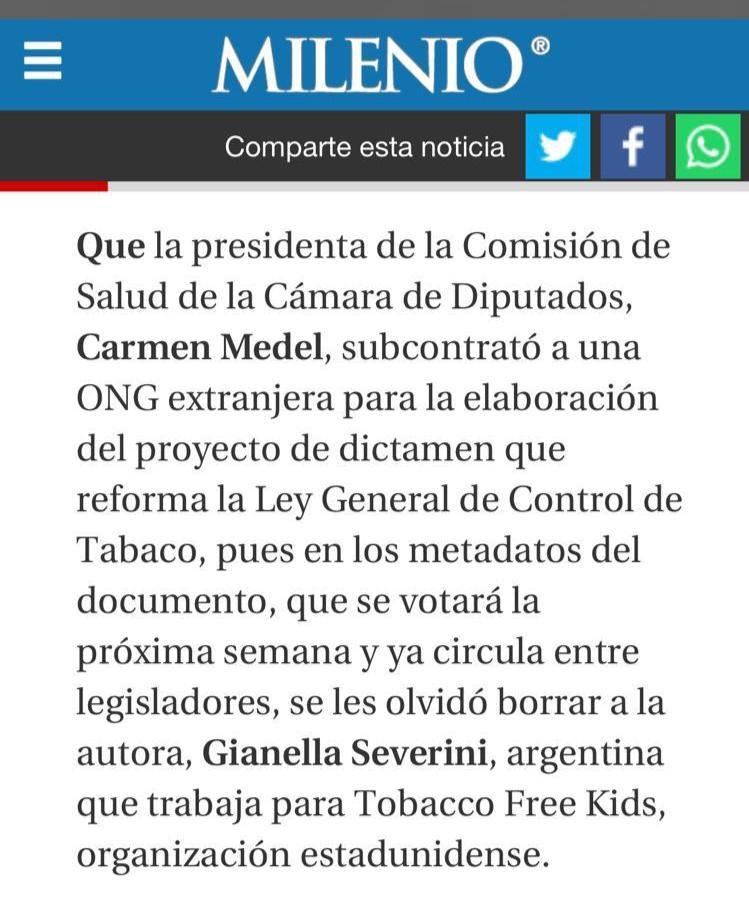 vaptom's tweet image. Inconcebible‼️

El proyecto de dictamen de la diputada @DraMedelPalma,  para prohibir el #cigarro_electrónico, está elaborado por la abogada de la ONG extranjera @TobaccoFreeKids.

@Mx_Diputados indigna ver que extranjeros hagan su trabajo.

bit.ly/30EsLYJ