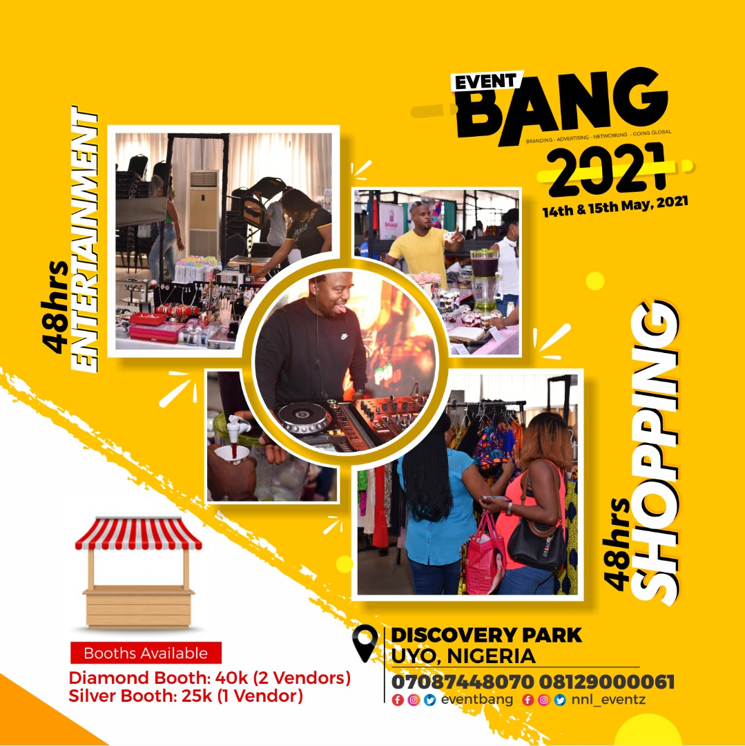 EventBang's tweet photo. #Eventbang 2021 is here and it's about to get banging.
This time it's going to be 48hrs of non-stop shopping and entertainment.

You can't afford to miss this! https://t.co/tdRZlsdNYv