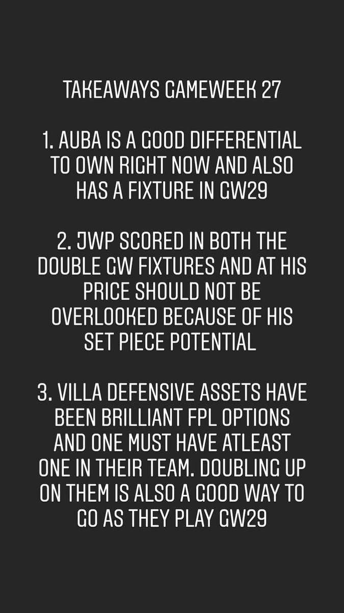 TGoalDifference's tweet image. Gw-27 Takeaways #fpl #goaldifference