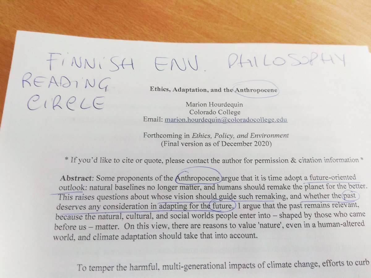 CorinnaCasi's tweet photo. In the 2nd #FEP Finnish #environmentalphilosophy reading session we discussed #Hourdequin's 2020 paper. Next #FEP reading group is on 15.04 12-13 Fin. time, we'll discuss @kylepowyswhyte 2018 paper on #colonialism &amp; #environmentalinjustice. Contact @LinneaLuuppala if interested. https://t.co/IkxRhsL5Gm