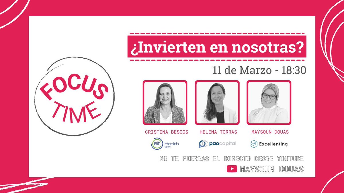 EIT_Health_es's tweet photo. 📺Recupera la conversación entre nuestra Directora General, @XtinaBescos, @htorras, de @PaoCapital y @MaysounDouas de @EXCELLENTING 

🎯Se trata de la primera sesión del ciclo Focus Time y lleva por título "¿Invierten en nosotras?"

👉https://t.co/90Pwp60abp https://t.co/yq0Vx2nnfa