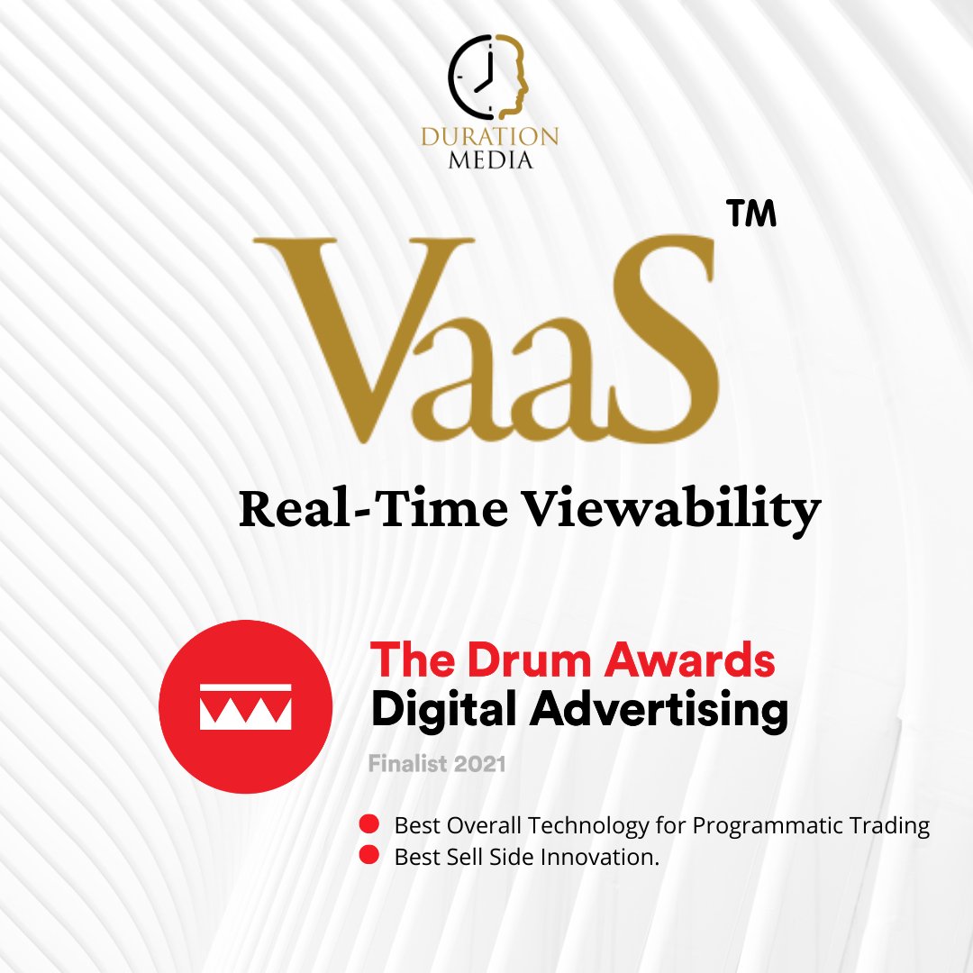 The Drum Digital Advertising Award nominations are announced. Proud to say that Duration Media's VaaS™ product is a finalist in two categories: Best Overall Technology for Programmatic Trading and Best Sell Side Innovation. Viewability as a Service™ is HOT!