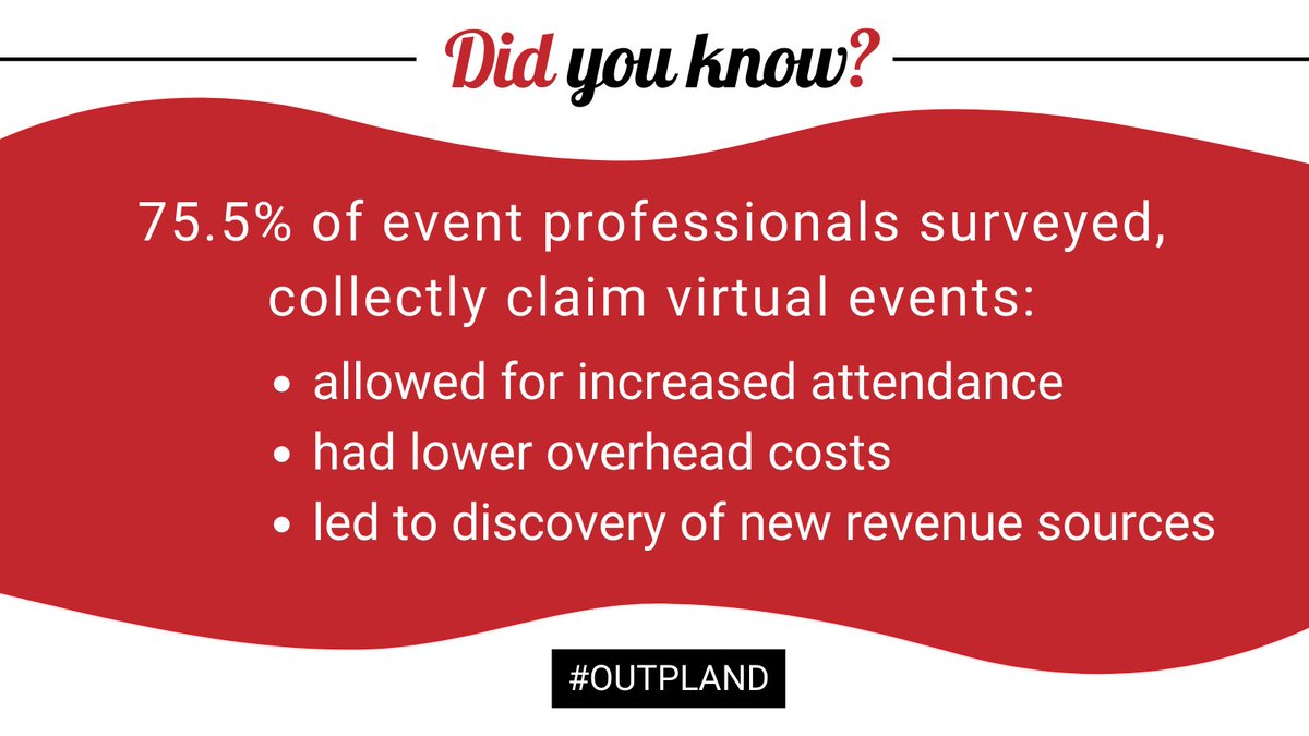 Outpland's tweet photo. A 2020 survey conducted by EventMB found that many #events profs found significant #benefits of pivoting to virtual events. Let us guide you along this process today! #outpland #virtualevents #eventsprofs #b2b https://t.co/nh129tV8PH